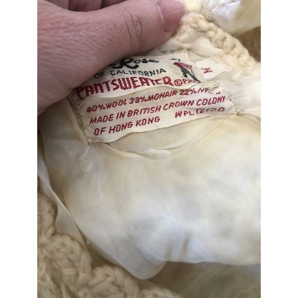 VTG Phil Rose Of California Wool Mohair Crochet Sleeveless Lined Blouse Ivory C4 - Picture 8 of 9